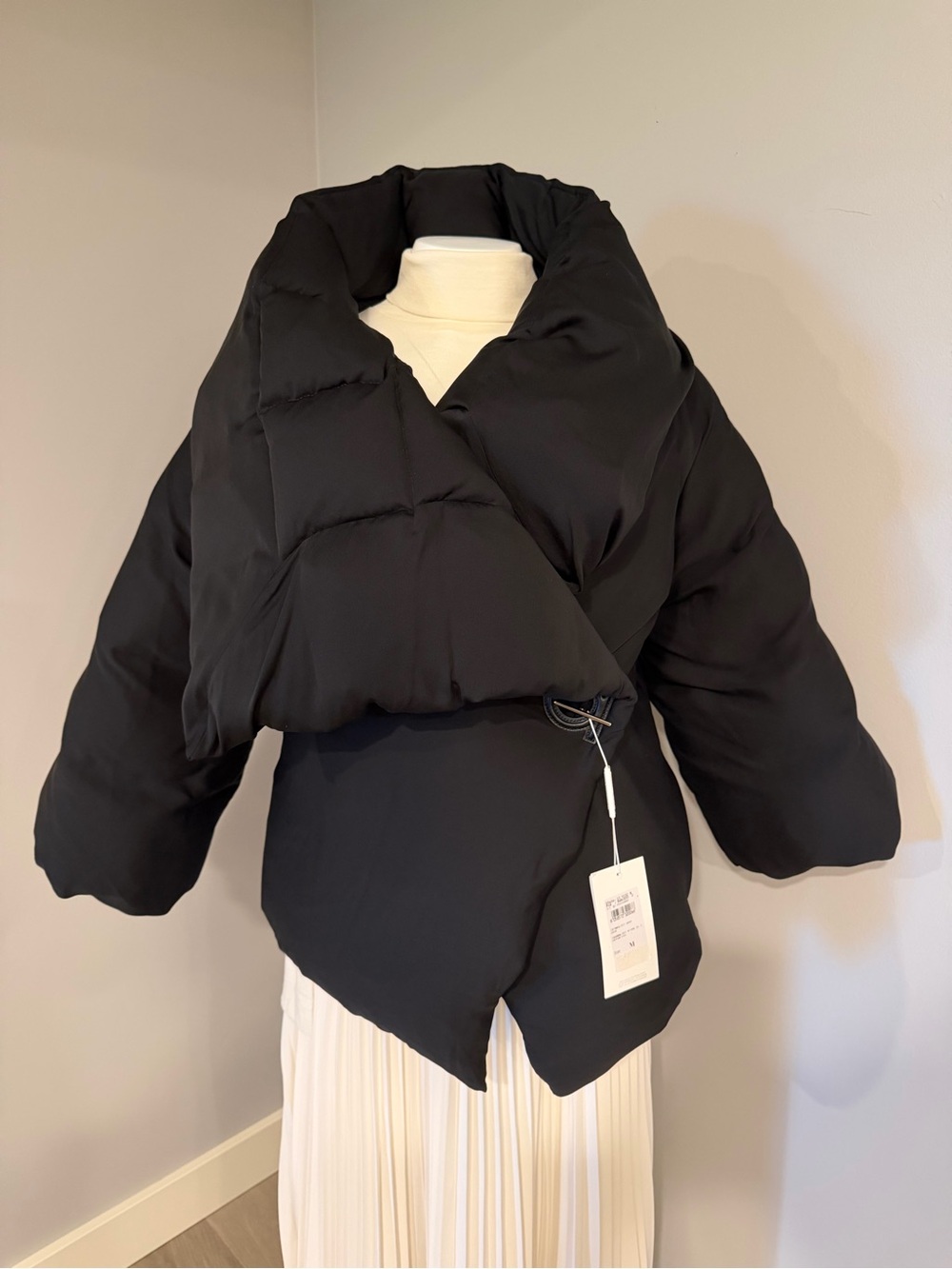 Salvatore Ferragamo Black Wrap Puffer Jacket